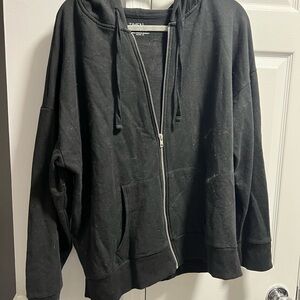 Time and Tru Black Zip-Up Hoodie Jacket